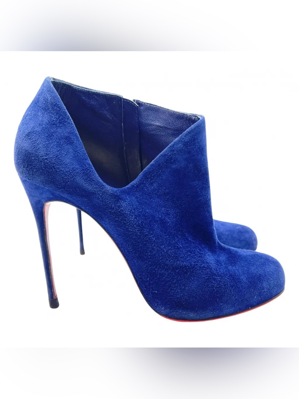 Christian Louboutin Royal Blue Suede Stiletto Ankle Boots